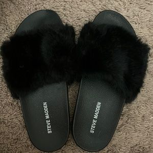 Steve Madden fur slides